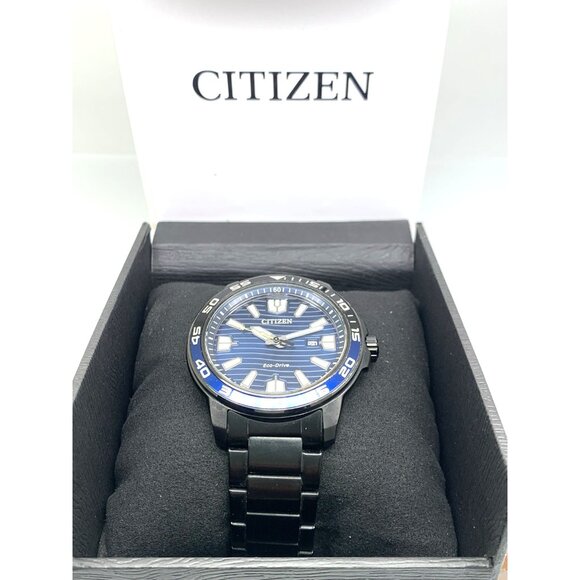 Citizen Men's Watch AW1705-55L Eco-Drive Blue Dial Black Stainless Steel 45mm - Picture 3 of 16